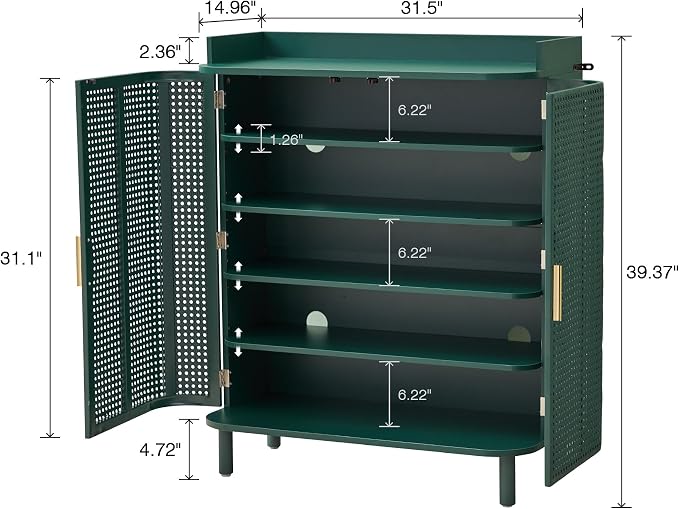 ORRD Shoe Cabinet, 5 Tier Boho Wooden Shoe Storage Organizer Cabinet - Image 2