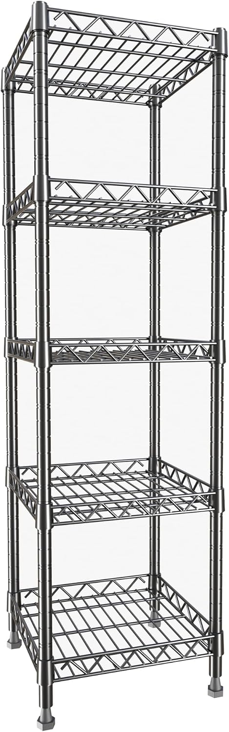 GIOTORENT 5 Tier Standing Shelving Metal Units, Adjustable Height Wire