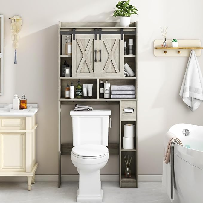Vabches Over The Toilet Storage Cabinet, Farmhouse Storage Cabinet Over Toilet - Image 7