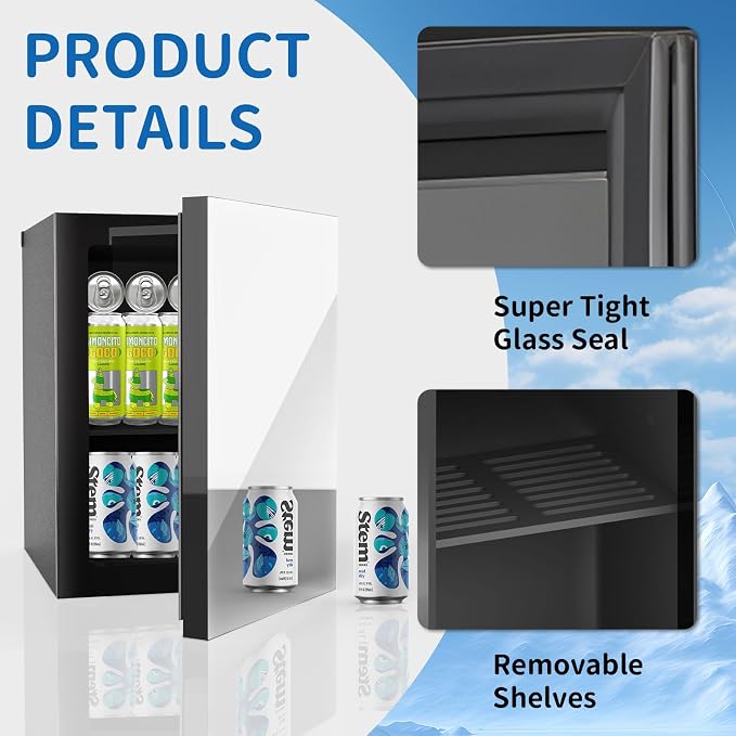 Compact Freestanding Beverage Refrigerator and Skincare Fridge, 0.9 Cu.Ft Mini - Image 2