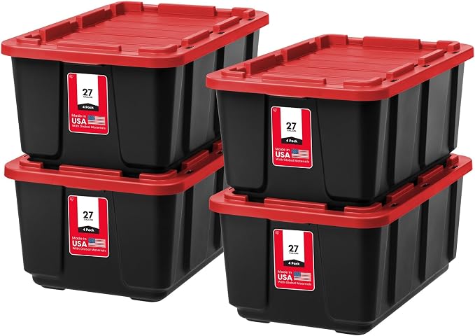 IRIS USA 27 Gallon Heavy Duty Truck Bed Toolbox Storage Tote Bins by IRISUSA