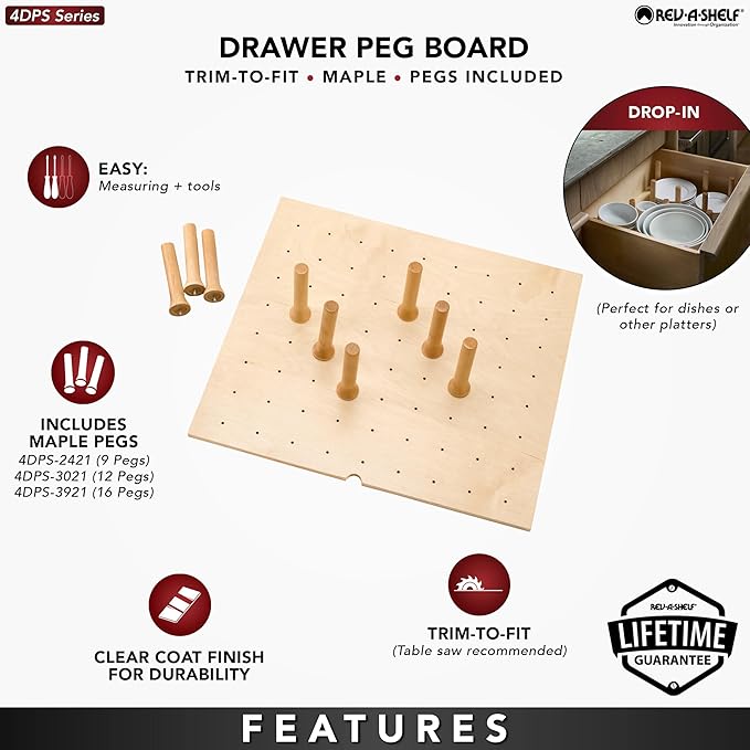 Rev-A-Shelf Pegboard Drawer Divider Organizer, Trim to Fit Wooden Kitchen - Image 5