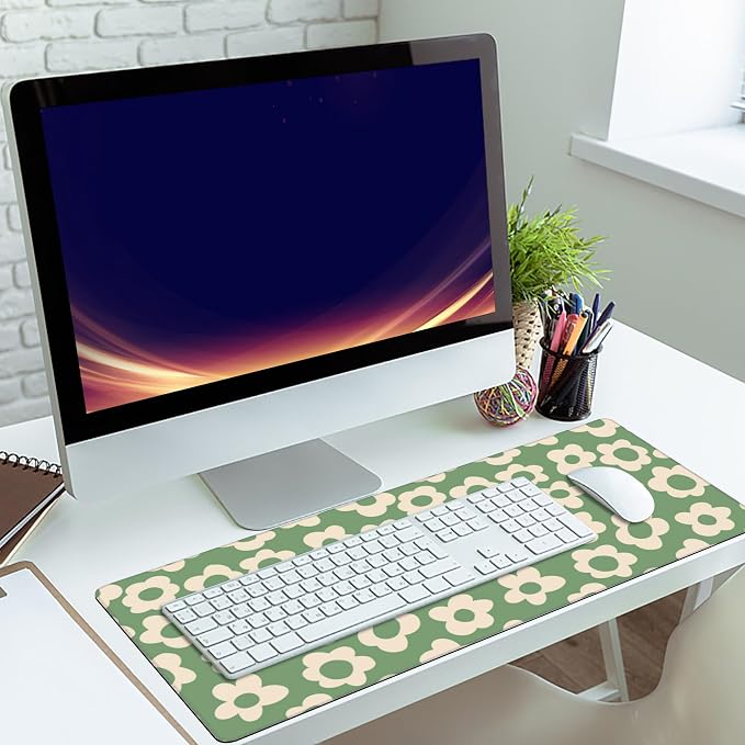 Gaming Mouse Mat Vintage Groovy Flowers Large Mouse Pad Extended Mouse Pad Desk - Image 6
