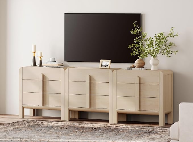 WAMPAT 3 in 1 9 Drawer Dresser for Bedroom, 94.5" Wide Mid Century Modern Wide - Image 3