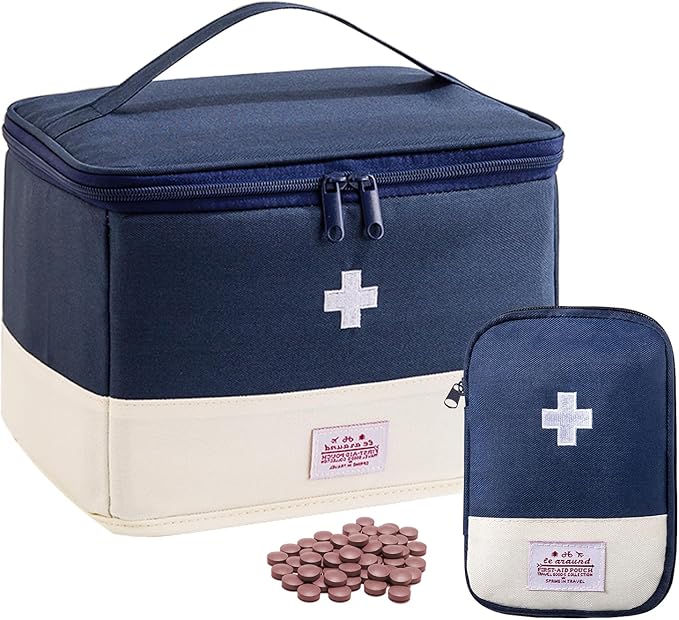 Medication Organizer Storage Bag, Large Capacity Portable Pill Bottle Organizer by HSOOVZN