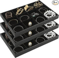 STARVAST 3 Pcs Stackable Velvet Jewelry Organizer Trays, 12 Grids Jewelry by STARVAST