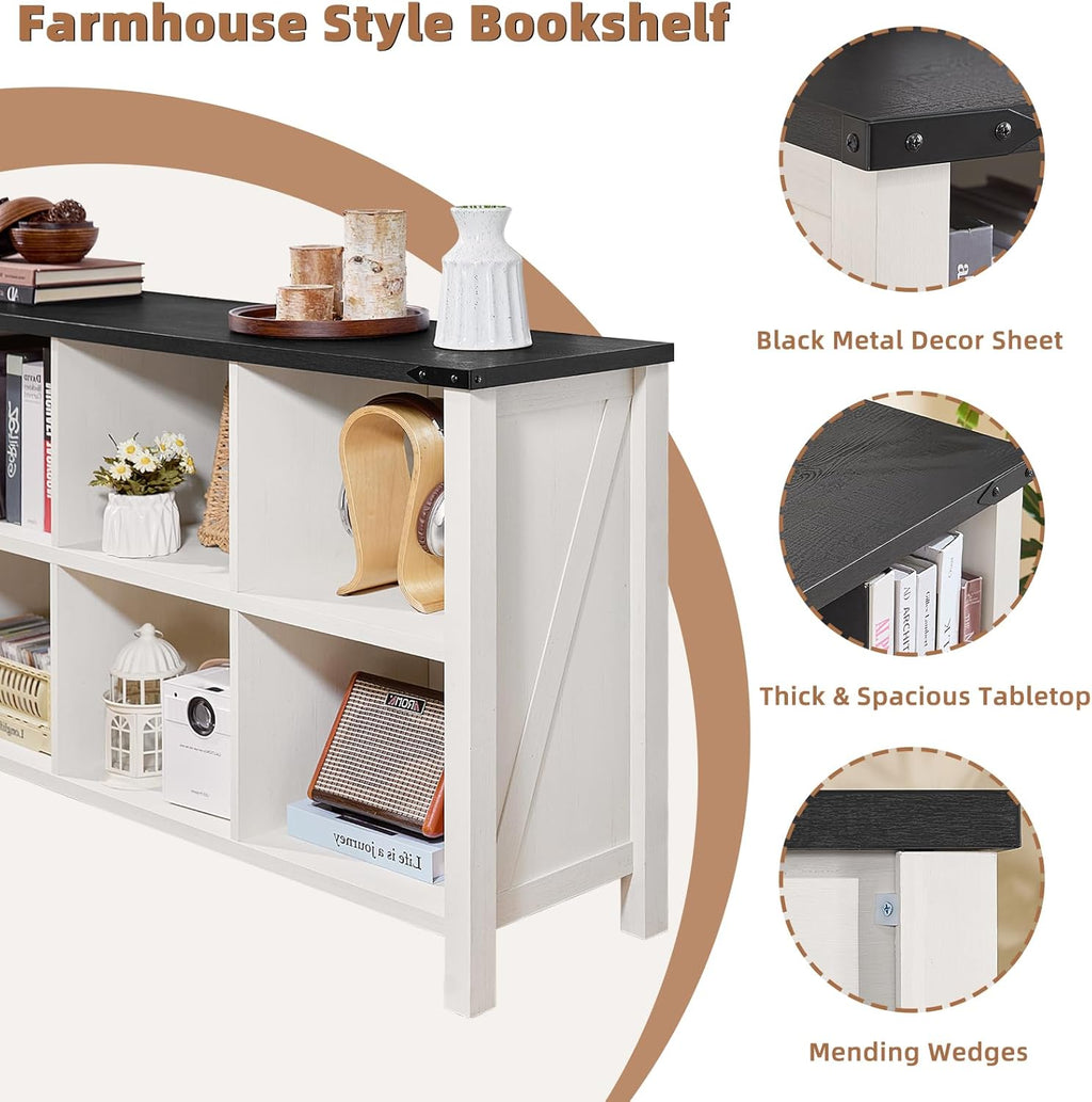 Joaxswe 8 Cube Book Shelf, Farmhouse Wood Long Storage Organizer