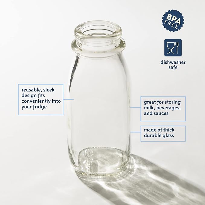 kitchentoolz Glass Creamer Bottle 12 Oz Square Glass Milk Bottle - Image 4