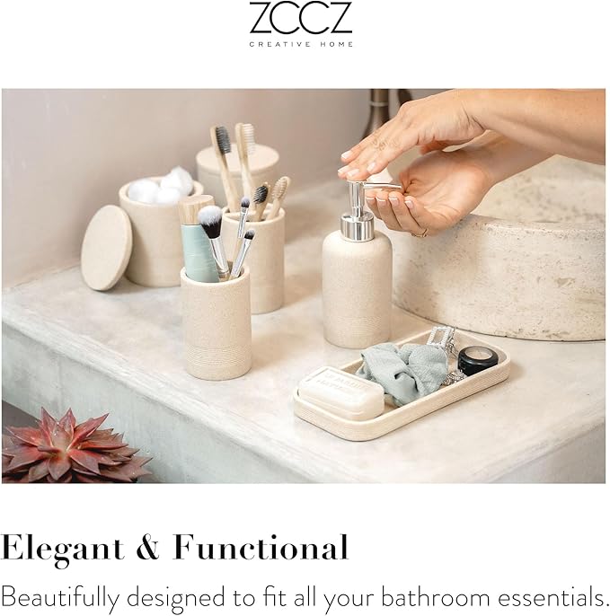 ZCCZ Beige Bathroom Accessories Set 6 Pieces - Image 2
