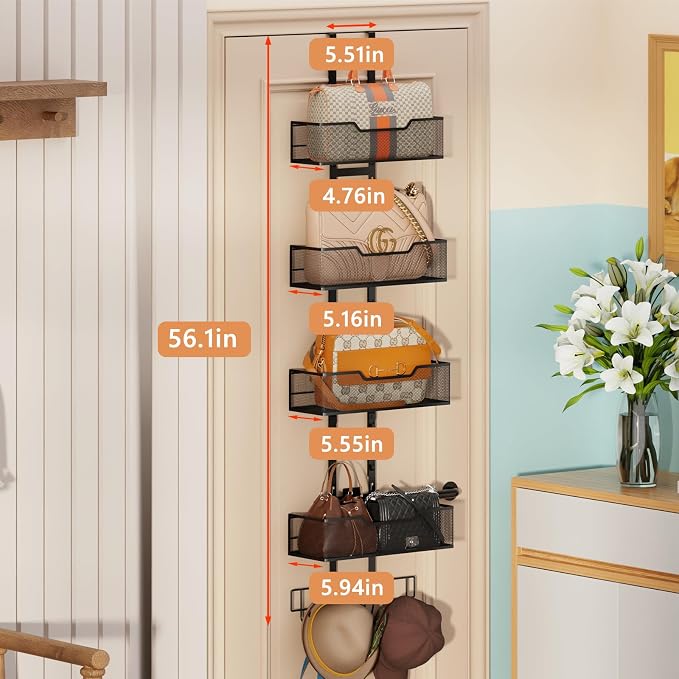 Purse Organizer Over The Door, Adjustable Durable Metal Purse Holder Handbag - Image 5