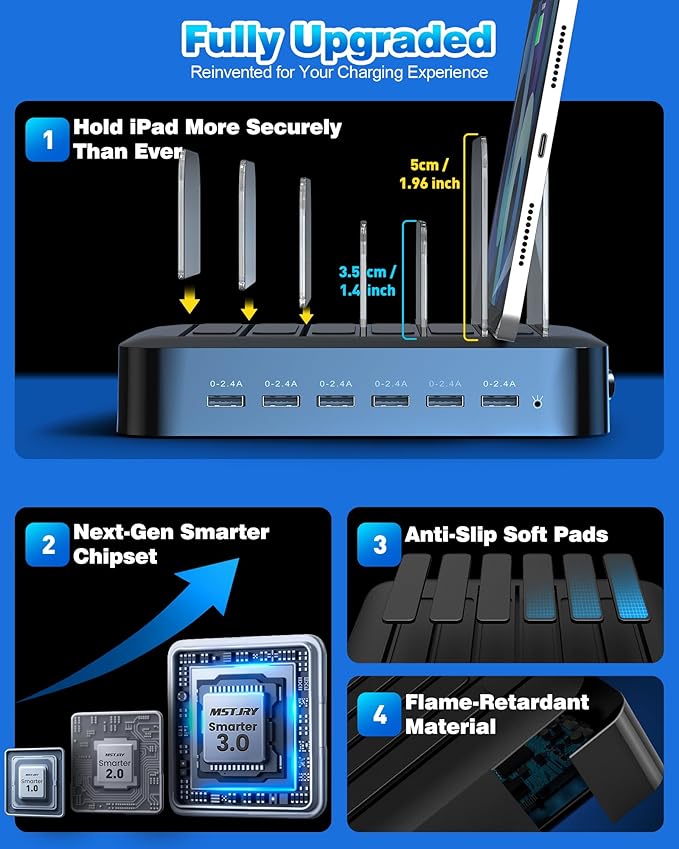 MSTJRY Charging Station for Multiple Devices : 6 Port USB Charger Stations - Image 2
