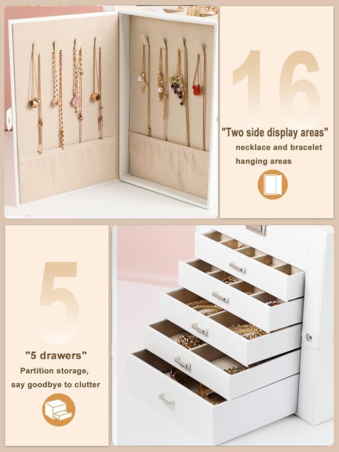 BOOVO Jewelry Box For women, 6 Layer Large Jewelry Organizer - Image 4