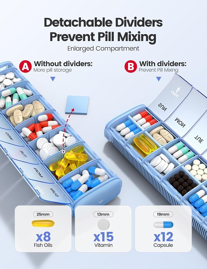 VAYDEER Metal Weekly Pill Organizer – Moisture-Proof Travel Pill Organizer - Image 2