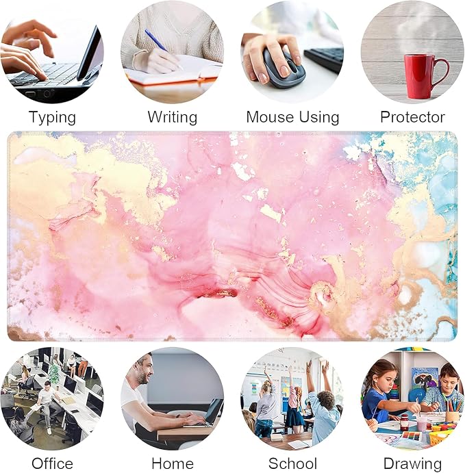 Cute Pink Marble Large Mouse Pad, Gaming Keyboard Desk Pad, Extended Mouse Mat - Image 7