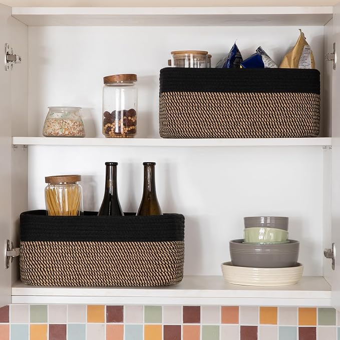 Storage Baskets for Organizing 3 Pack, Woven Baskets for Shelves, Closet - Image 6