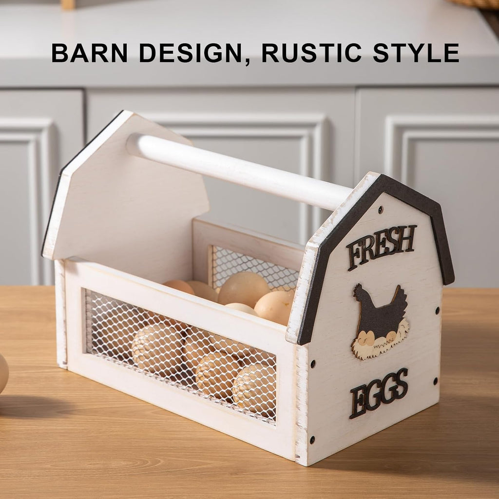 ZSHLXM Wood Farmhouse Egg Collecting Basket - Gather Fresh Eggs from