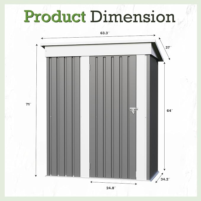 Furniwell 5x3 FT Outdoor Storage Shed, Metal Garden Sheds Outdoor Storage House - Image 6