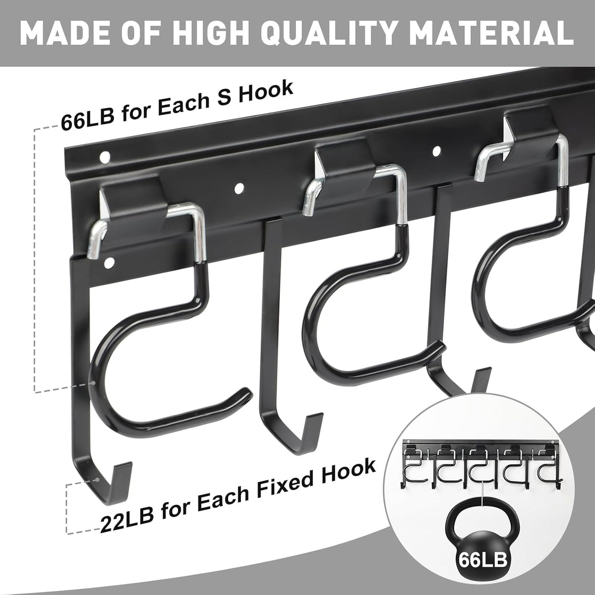 LEYU Metal Garage Tool Organizer Wall Mount, 2 Pack Garden Tool