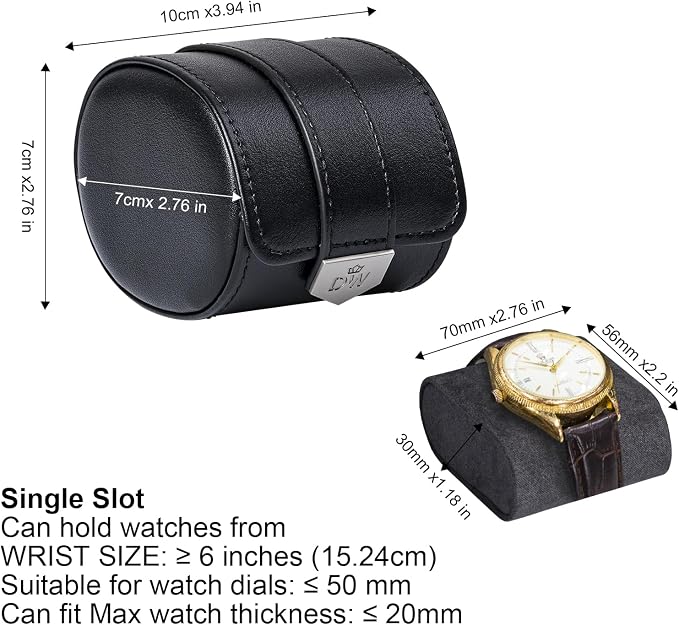 DUKWIN Watch Roll, Vegan Leather Travel Single Watch Case Organizer - Image 2