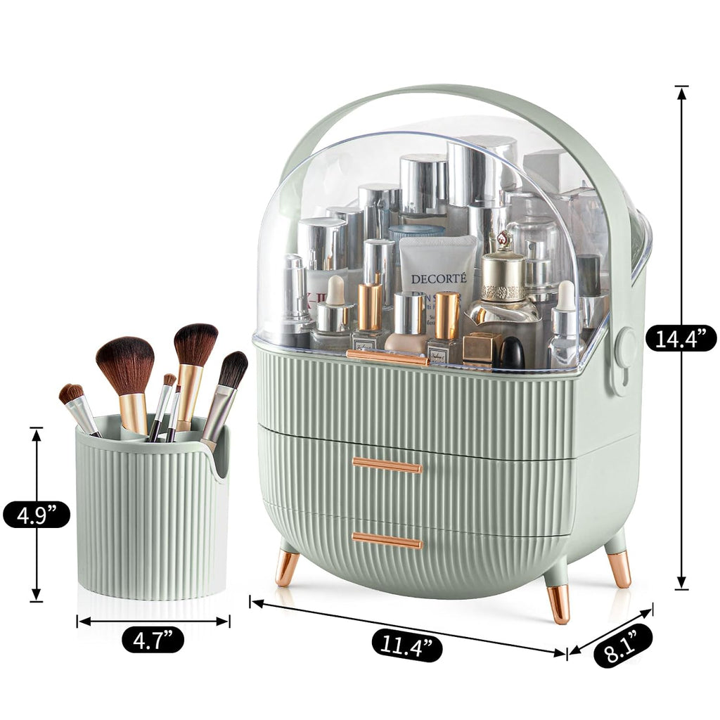 Makeup Organizer with 2 Drawers and Brush Storage Box, Cosmetic