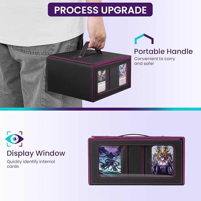 Card Deck Box for MTG with Commander Display, 5 in 1 Card Storage Box Fits 400+ - Image 2
