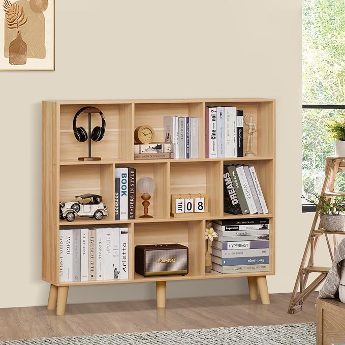 LEYAOYAO 10 Cube Bookshelf, 3 Tier Modern Wide Bookcase - Image 7