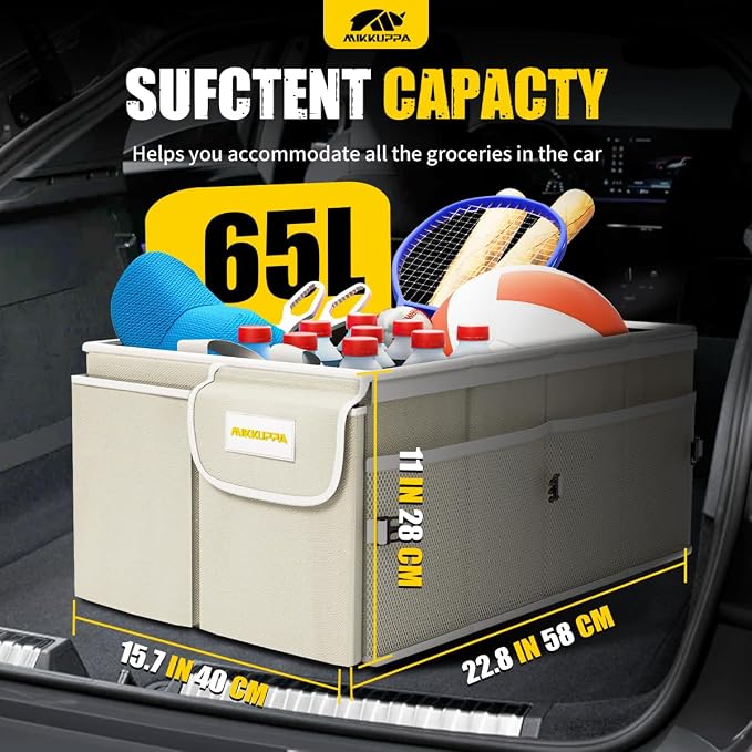 MIKKUPPA Car Trunk Organizer - 65L Collapsible Trunk Organizer - Image 2