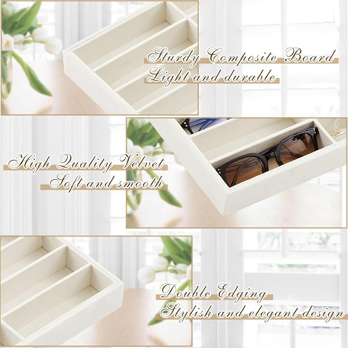 Amylove 2 Pcs Sunglass Organizer Trays Glasses Stackable Jewelry Trays Sunglass - Image 3