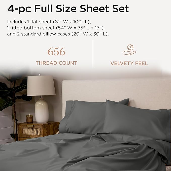 Threadmill Luxury Full Size Sheets | 656 Thread Count Certified Supima Cotton - Image 2