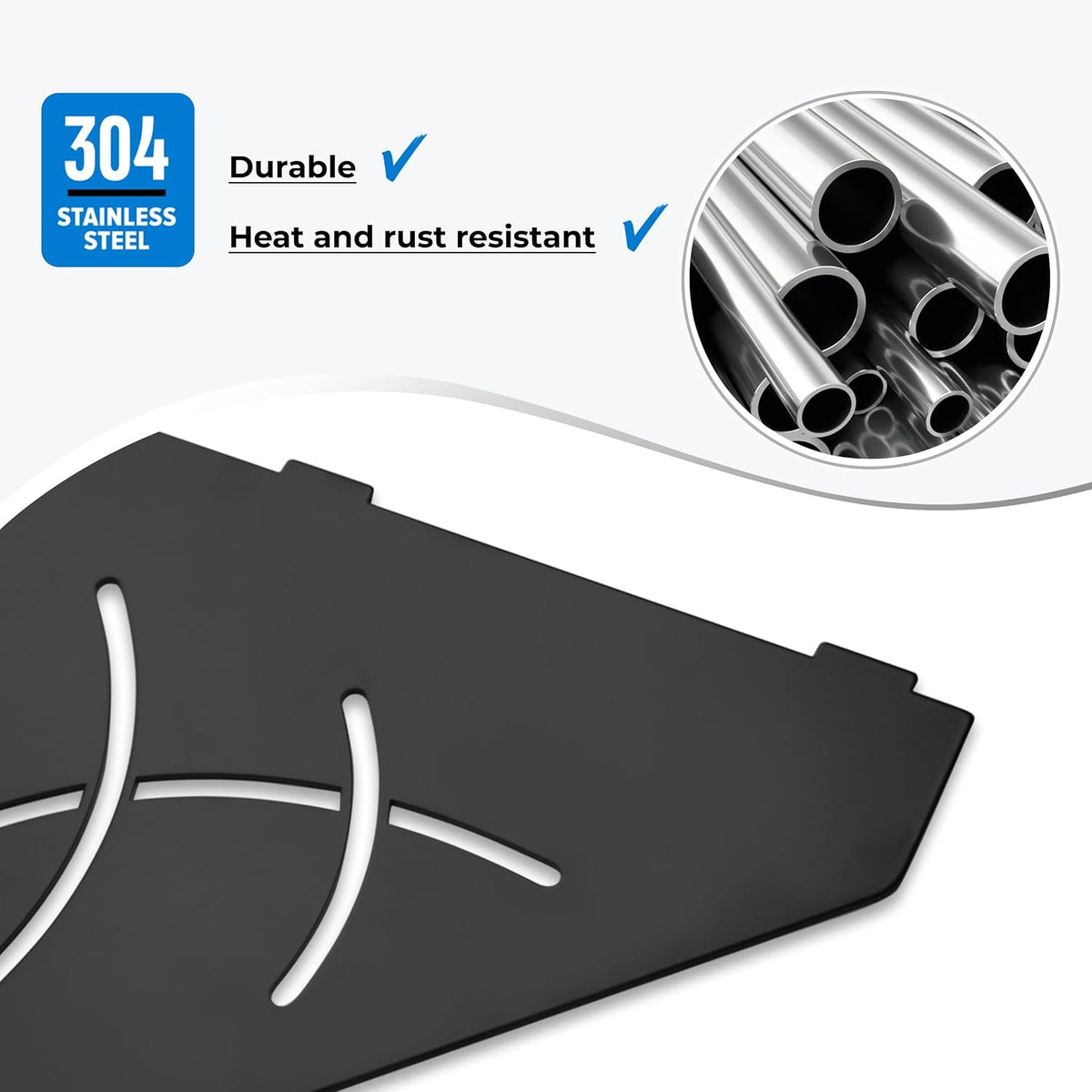2-Pack 10" Matte Black Recessed Corner Shower Shelf, for Tiled