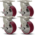 SY America 5" X 2" Casters Wheels, Heavy Duty Casters Set of 4，Polyurethane on by SYAmericaIndustrialCasters