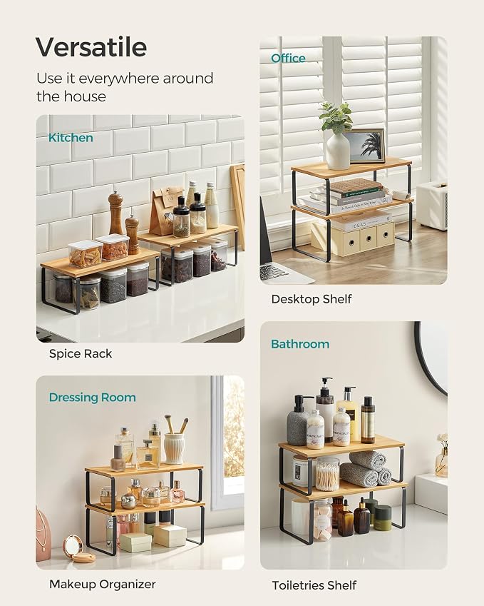 SONGMICS Cabinet Organizer Shelf, Kitchen Storage, Spice Rack, Expandable - Image 4