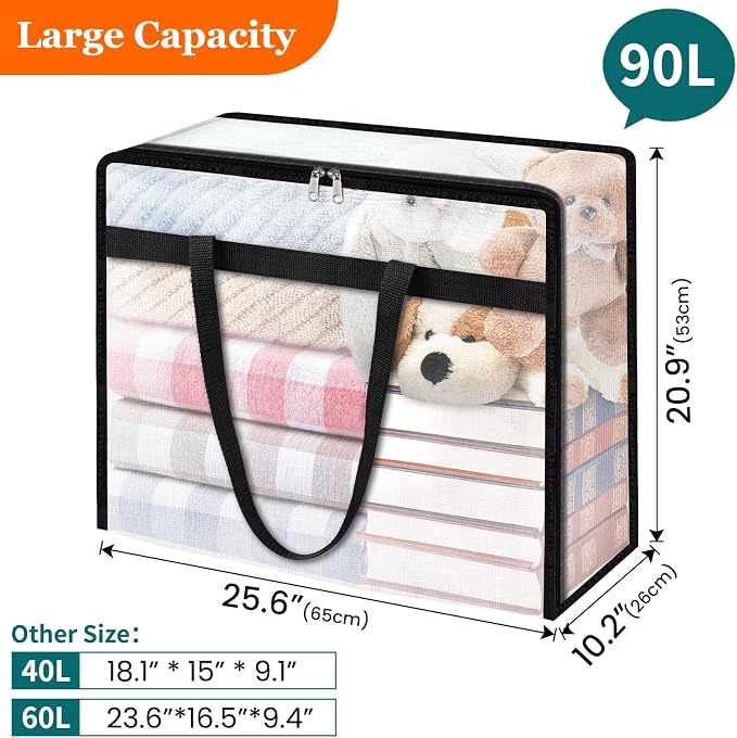8 Pack Clear Storage Bags for Comforter, Clothes & Bedding, Plastic Blanket - Image 2