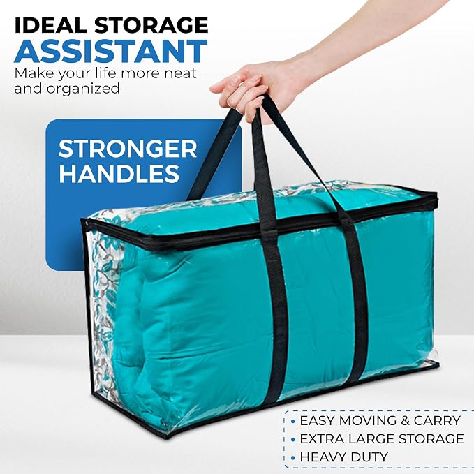 4 Pack Clear Large Moving Bags, Heavy Duty Storage Bags, College Totes - Image 4