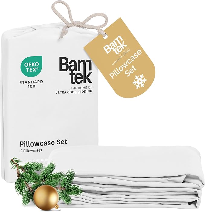 Pillow Cases Queen Size Set of 2 Pillowcases 100% Viscose from Bamboo Cooling by Bamtek