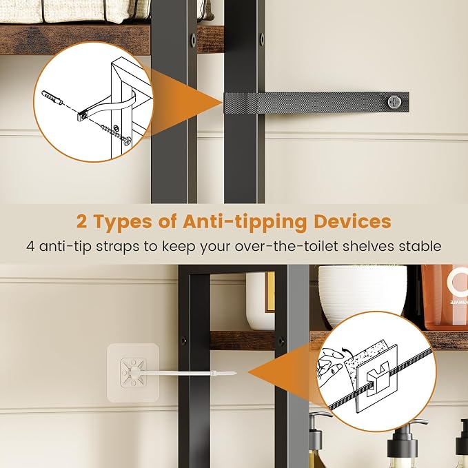 Over-The-Toilet Storage Rack, 3-Tier Bathroom Shelves Over Toilet, Above Toilet - Image 5