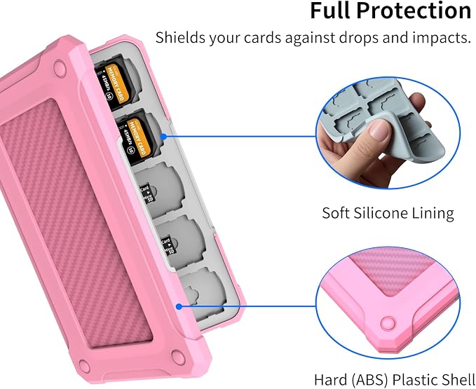 Memory Card Case with 40 Slots for 20 Micro SD SDXC SDHC TF Cards and 20 SD - Image 3