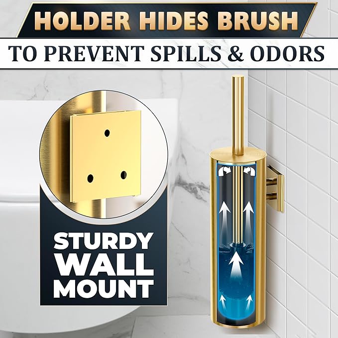 Gold Toilet Brush and Holder Set - Image 5