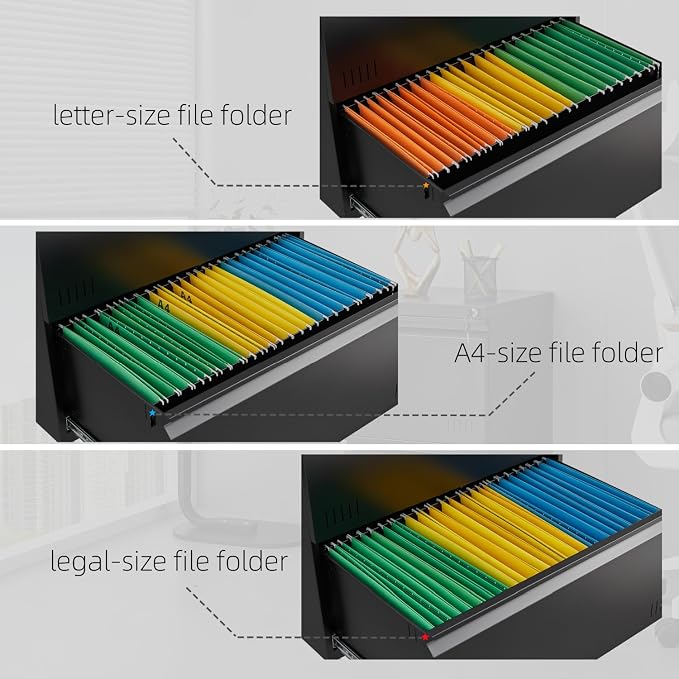 Metal File Cabinet with Lock, Vertical 3 Drawer File Cabinets - Image 5