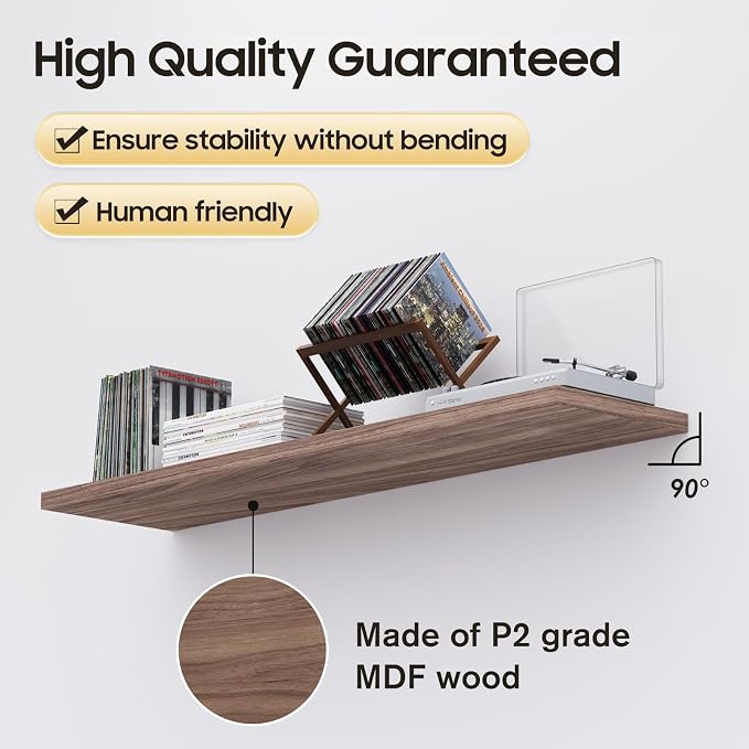 Floating Shelf, 24 in W x 12.75 in D x 2 in H Wooden Floating Wall Shelf - Image 5