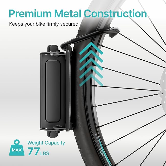 Bike Rack Garage, Heavy Duty Swivel Bike Wall Mount, Holds 77 Lbs, Bike Hangers - Image 4