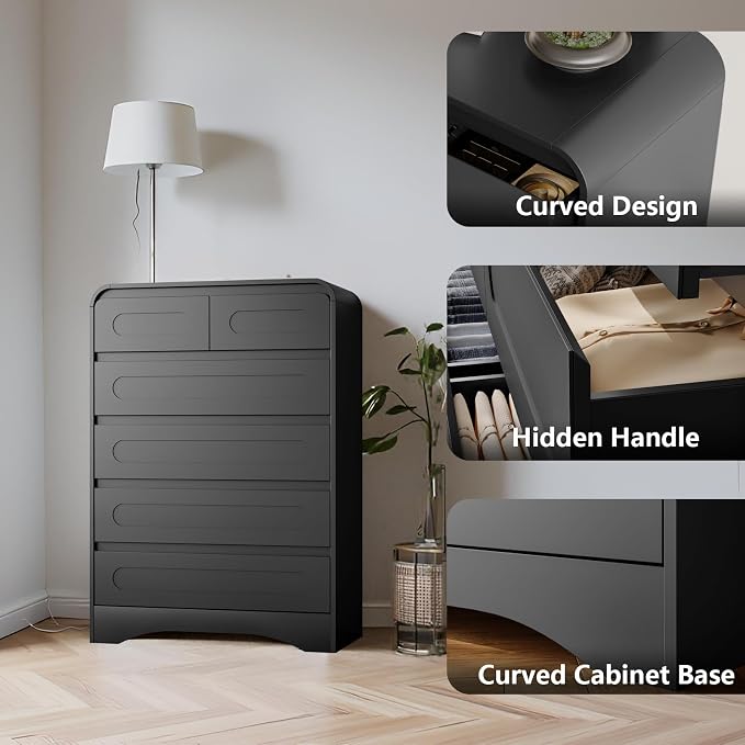 Tall Dressers for Bedroom, 6 Drawers Dresser & Chest of Drawers - Image 6