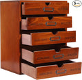 5Pcs Storagee Drawers, Retro Desktop Organize, Wooden Desktop Organizer by Unknown