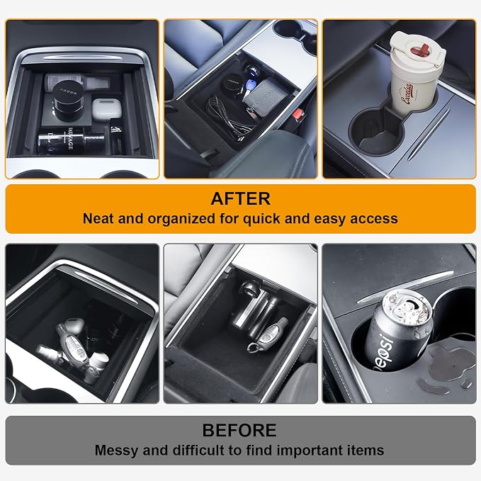 Center Console Organizer Tray for Tesla Model Y 2020-2024, Hidden Storage Box - Image 2
