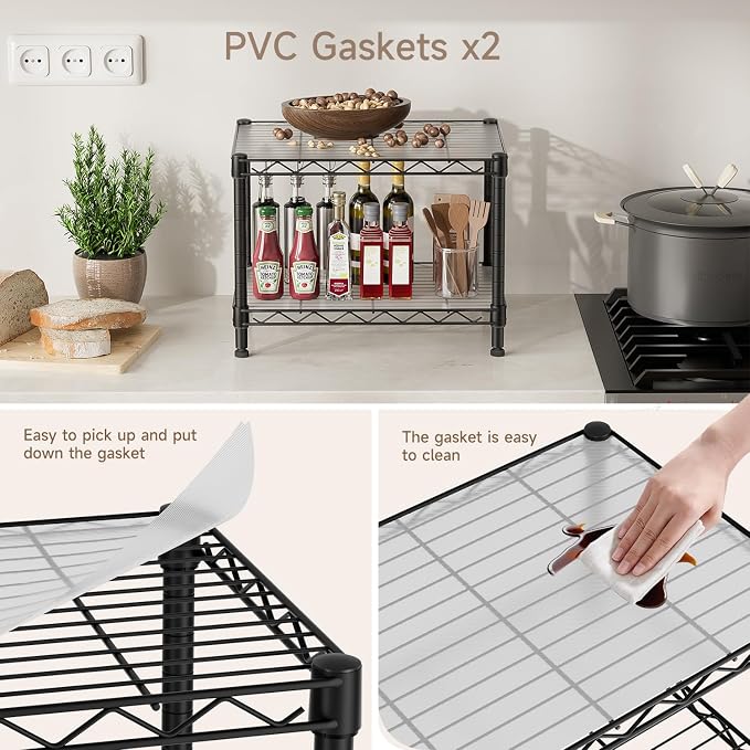 Small 2 Tier Shelves Storage Wire Shelving Unit Metal Shelf Adjustable - Image 4