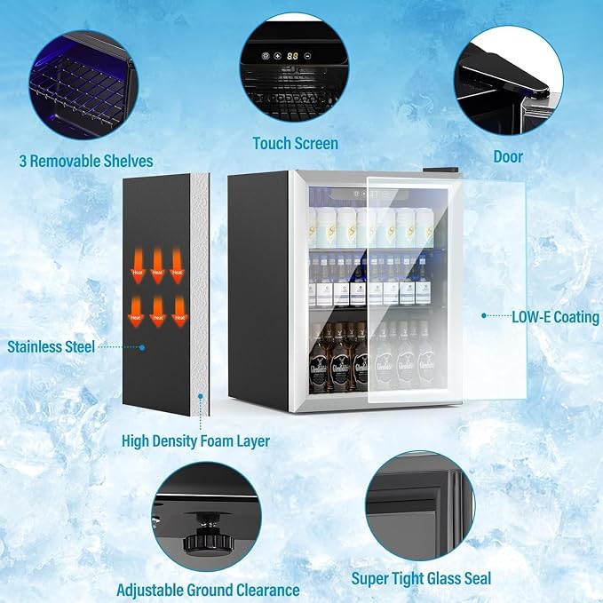 70 Can Freestanding Beverage Refrigerator, 1.7 Cu.Ft Mini Fridge - Image 4