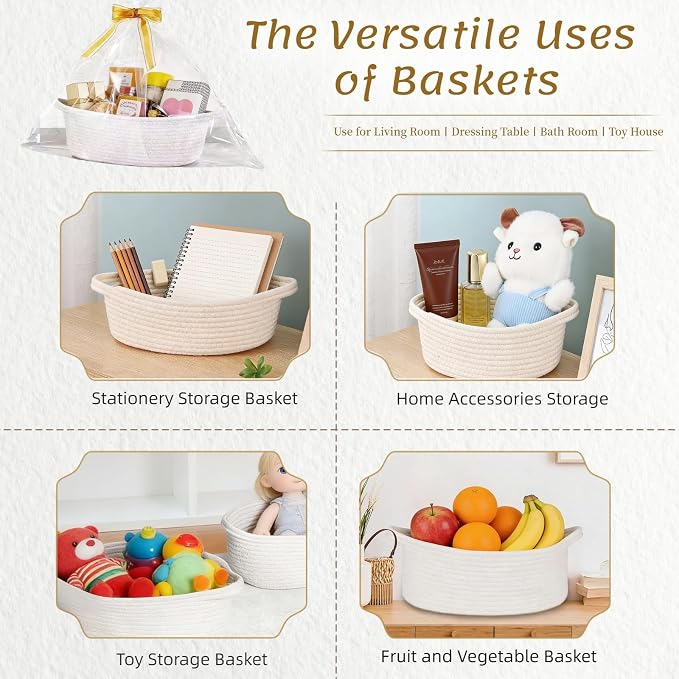 9Pcs Small Woven Basket with Gift Bags and Ribbons, - Image 5