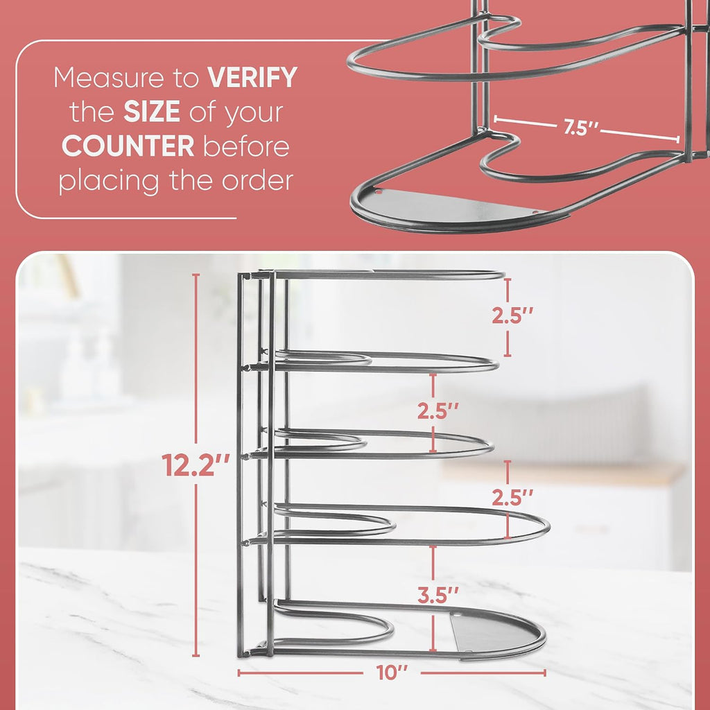 Heavy-Duty Pots and Pans Organizer | 5-Tier Cookware & Lid Storage