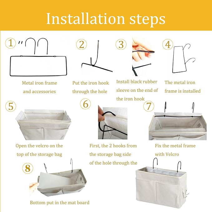 2-Pack Bedside Caddy, Bedside Hanging Storage Organizer - Image 6