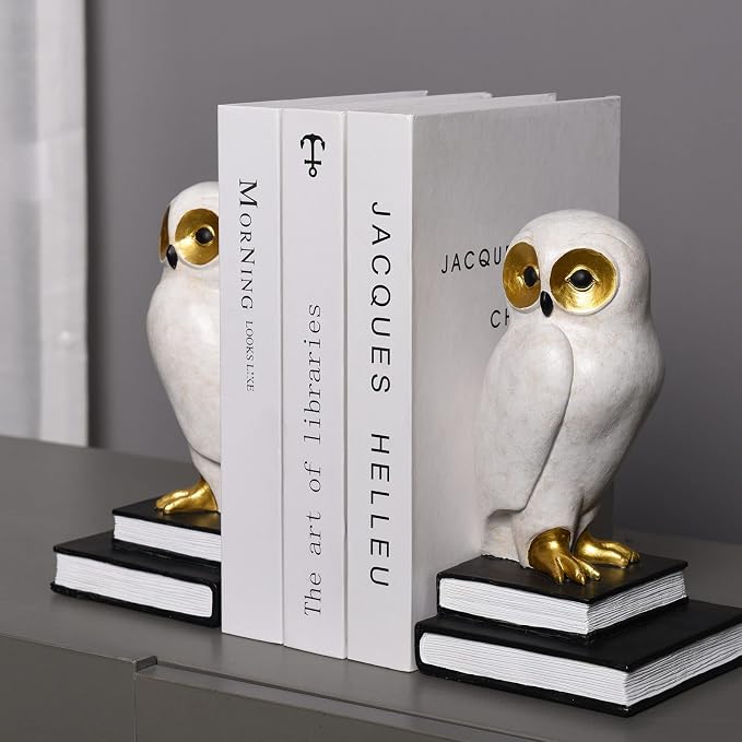 Book Ends for Shelves, Owl Decorative Bookends Bronze Bird Book Stopper Unique - Image 6